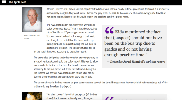 The use of mugshots and pull quotes in a story that averaged six minutes of view time by users. 