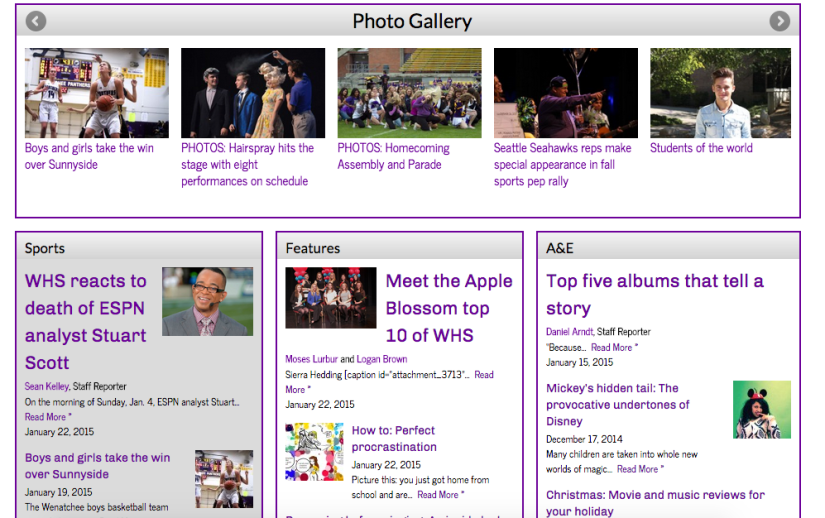 A lower portion of the homepage on Jan. 25, 2015. 